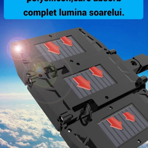 Lichidare de Stoc! Set 2 x Lampa Solara Tripla W795-9 cu Senzor de Miscare si Telecomanda 3 Moduri de Iluminare 30W