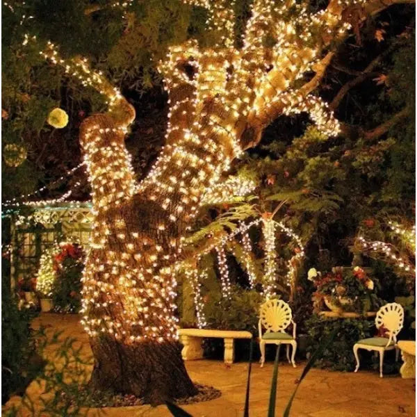 Set 4 x Decoratiune cu Incarcare Solara 100 LED 10 Metri - Alb Cald